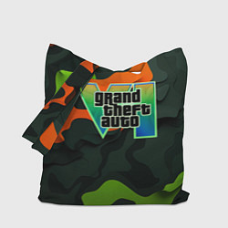 Сумка-шопер Gta лого зелено-оранжевый камуфляж, цвет: 3D-принт