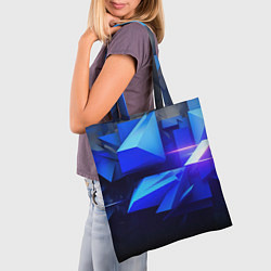 Сумка-шопер Black blue background abstract, цвет: 3D-принт — фото 2