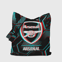 Сумка-шопер Arsenal FC в стиле glitch на темном фоне, цвет: 3D-принт