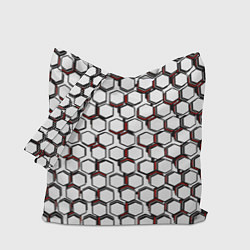 Сумка-шопер Киберпанк узор из шестиугольников красный, цвет: 3D-принт