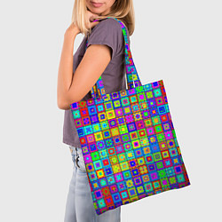 Сумка-шопер Узор из разноцветных квадратов, цвет: 3D-принт — фото 2