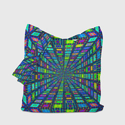 Сумка-шопер Абстрактный узор коридор из разноцветных квадратов, цвет: 3D-принт