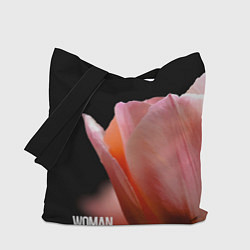 Сумка-шопер Тюльпан на чёрном - woman, цвет: 3D-принт