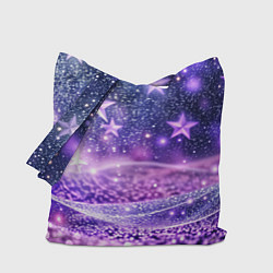 Сумка-шопер Абстрактные звезды в фиолетовых искрах, цвет: 3D-принт