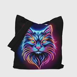 Сумка-шопер Суровый неоновый кот, цвет: 3D-принт