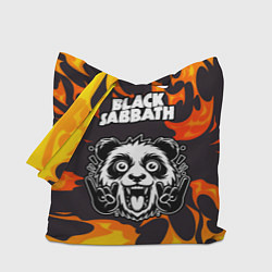 Сумка-шопер Black Sabbath рок панда и огонь, цвет: 3D-принт