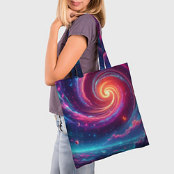 Сумка-шопер Яркая неоновая галактика - нейросеть, цвет: 3D-принт — фото 2