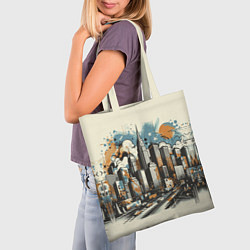 Сумка-шопер Рисунок города с небоскребами, цвет: 3D-принт — фото 2