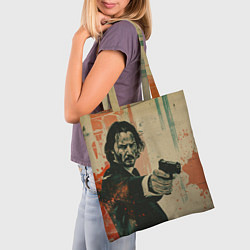 Сумка-шопер Джон Уик с пистолетом, цвет: 3D-принт — фото 2