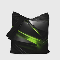 Сумка-шопер Зеленая абстрактная конструкция в стиле nvidia, цвет: 3D-принт