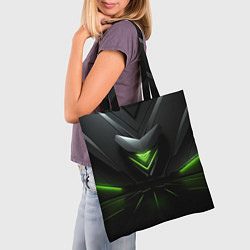 Сумка-шопер Яркая зеленая абстрактная конструкция в стиле nvid, цвет: 3D-принт — фото 2