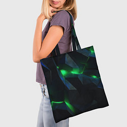 Сумка-шопер Объемная геометрическая зеленая неоновая абстракци, цвет: 3D-принт — фото 2