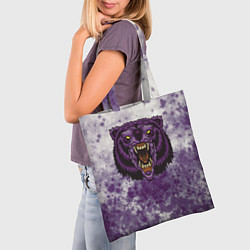 Сумка-шопер Фиолетовый медведь голова, цвет: 3D-принт — фото 2