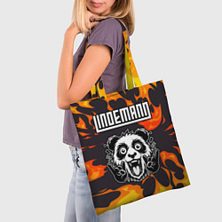 Сумка-шопер Lindemann рок панда и огонь, цвет: 3D-принт — фото 2