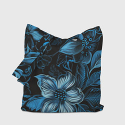 Сумка-шопер Синие цветы абстракции, цвет: 3D-принт
