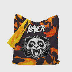 Сумка-шопер Slayer рок панда и огонь, цвет: 3D-принт