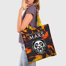 Сумка-шопер Thirty Seconds to Mars рок панда и огонь, цвет: 3D-принт — фото 2