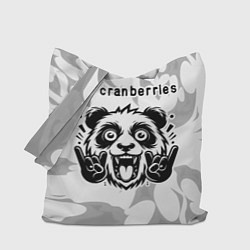 Сумка-шопер The Cranberries рок панда на светлом фоне, цвет: 3D-принт