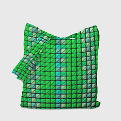 Сумка-шопер Зелёные плитки и чёрная обводка, цвет: 3D-принт
