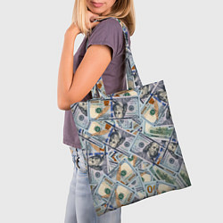 Сумка-шопер Банкноты сто долларов, цвет: 3D-принт — фото 2