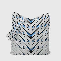Сумка-шопер Black and blue stripes on a white background, цвет: 3D-принт