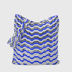 Сумка-шопер Black and blue stripes on a white background, цвет: 3D-принт