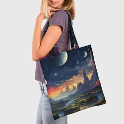 Сумка-шопер Космический фантазийный мир на другой планете, цвет: 3D-принт — фото 2