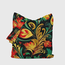 Сумка-шопер Хохлома акварель, цвет: 3D-принт