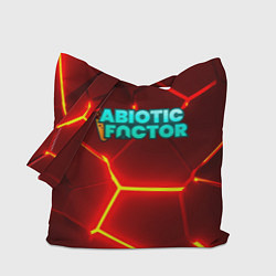 Сумка-шоппер Abiotic Factor логотип на красном неоновом фоне