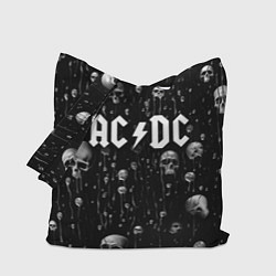 Сумка-шопер AC DC - черепа с подтеками, цвет: 3D-принт