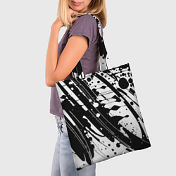 Сумка-шопер Чёрно белая абстракция - кляксы, цвет: 3D-принт — фото 2