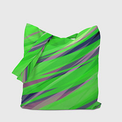 Сумка-шопер Зелёный и фиолетовый абстрактные полосы, цвет: 3D-принт