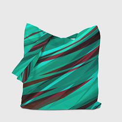 Сумка-шопер Бирюзовый и бордовый абстрактные полосы, цвет: 3D-принт