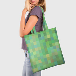 Сумка-шопер Пиксели в зеленом, цвет: 3D-принт — фото 2