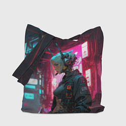 Сумка-шопер Девушка-андроид в наушниках, цвет: 3D-принт