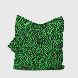Сумка-шоппер Чёрно-зелёный абстрактный узор