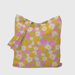 Сумка-шоппер Разноцветный цветочный паттерн