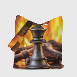 Сумка-шоппер Шахматы - король на фоне огня