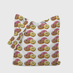 Сумка-шопер Пончики-фастфуд паттерн, цвет: 3D-принт