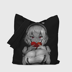 Сумка-шопер Аниме девушка с сердцем в руках, цвет: 3D-принт
