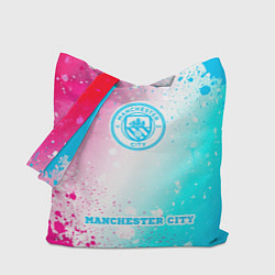 Сумка-шоппер Manchester City neon gradient style по-центру