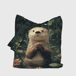 Сумка-шопер Выдра в лесном пруду, цвет: 3D-принт