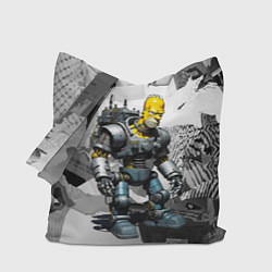 Сумка-шопер Homer Simpson cool cyborg - ai art fantasy, цвет: 3D-принт