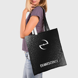 Сумка-шопер Evanescence glitch на темном фоне по-центру, цвет: 3D-принт — фото 2