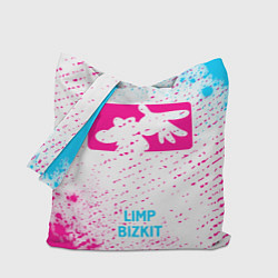 Сумка-шопер Limp Bizkit neon gradient style по-центру, цвет: 3D-принт
