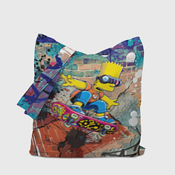 Сумка-шоппер Bart Simpson on a skateboard - graffiti