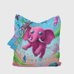 Сумка-шоппер Парящий в воздухе розовый слон - сюрреализм