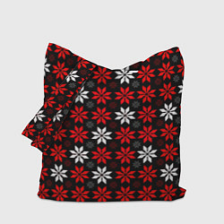 Сумка-шопер Red and white stars on a black background, цвет: 3D-принт