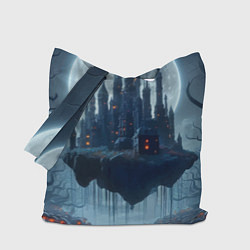 Сумка-шоппер Замок Дракулы и неоновые грибы - нейроарт фантазия