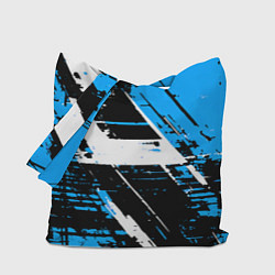 Сумка-шопер Diagonal black and white stripes on a blue backgro, цвет: 3D-принт